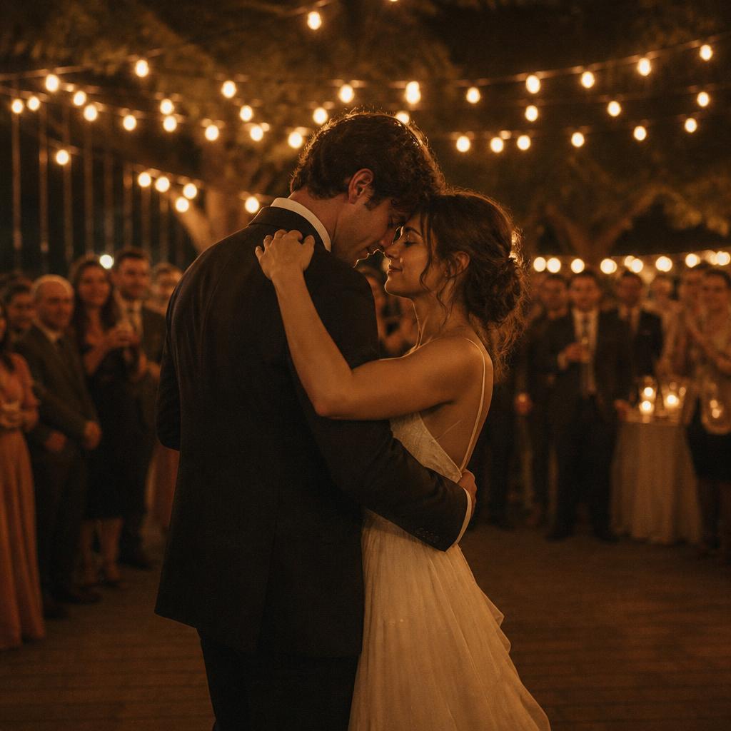 First dance under string lights